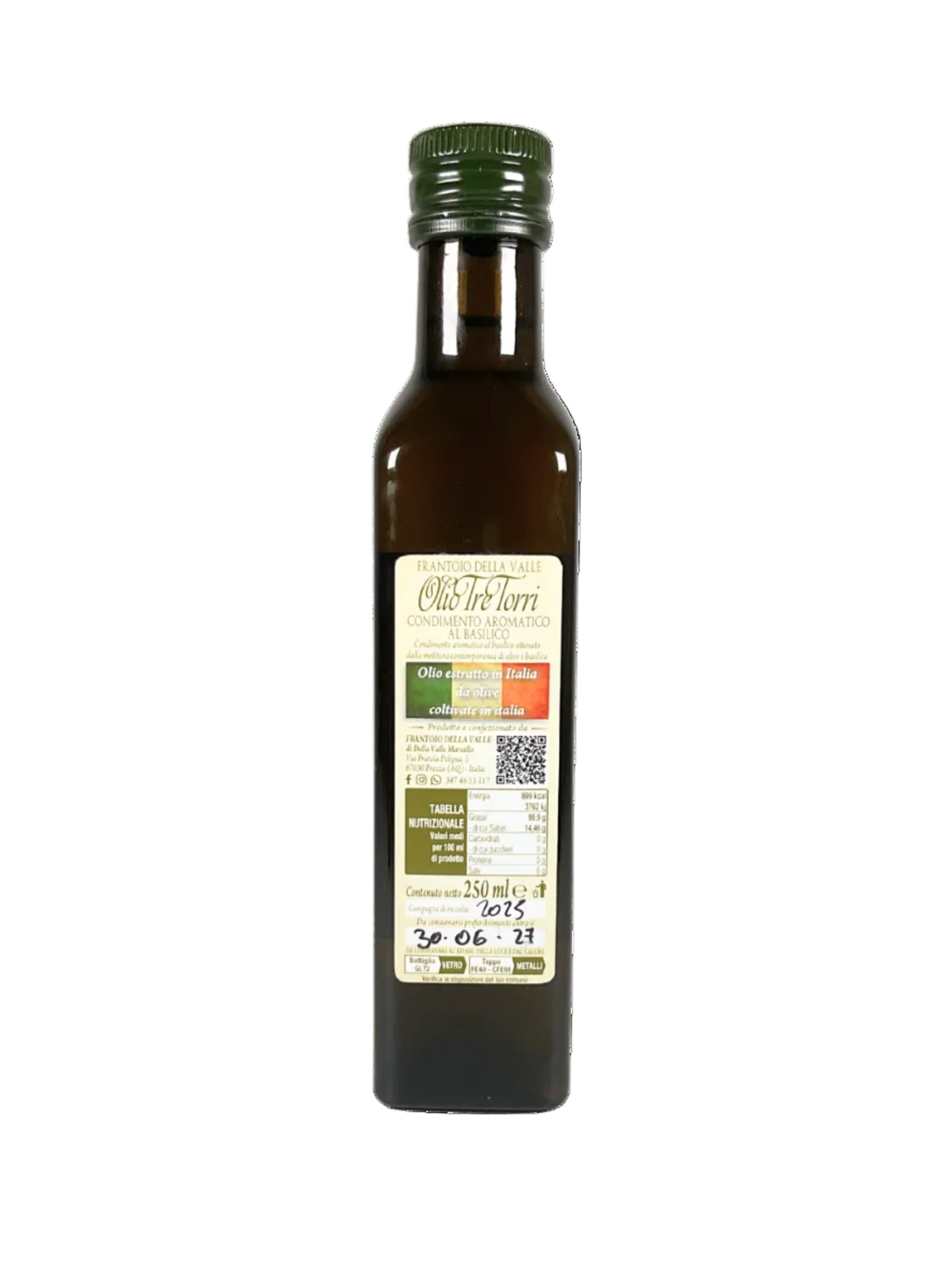 Extra virgin olive oil with basil infusion - Tre Torri