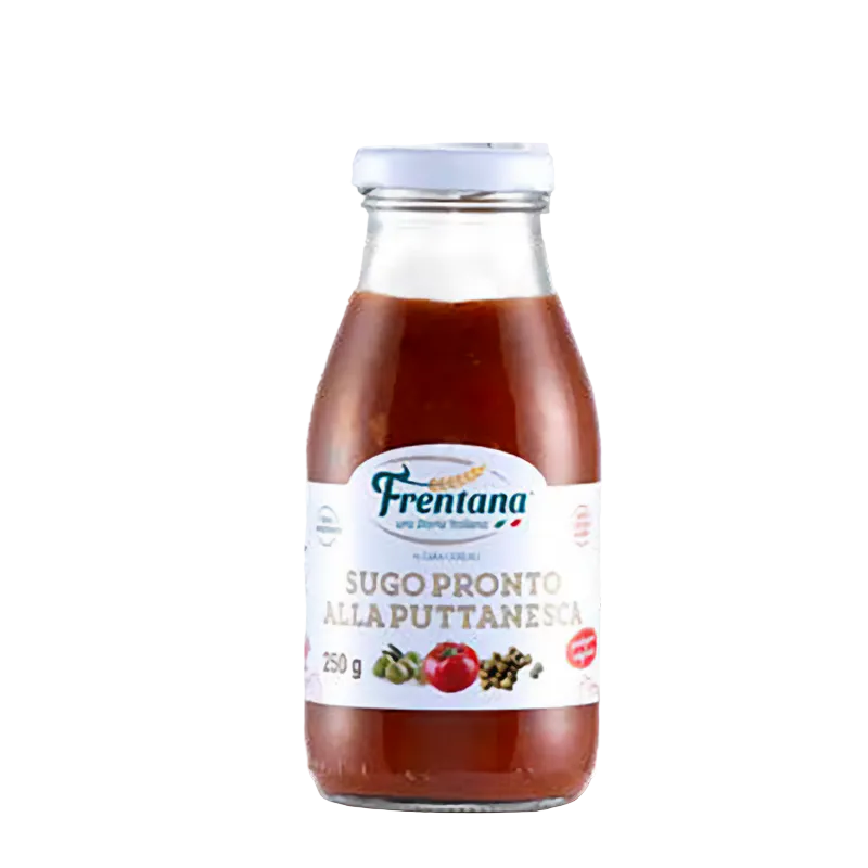 Frentana Sugo Pronto alla Puttanesca – italienische Tomatensauce mit Oliven und Kapern in der 250 g Flasche
