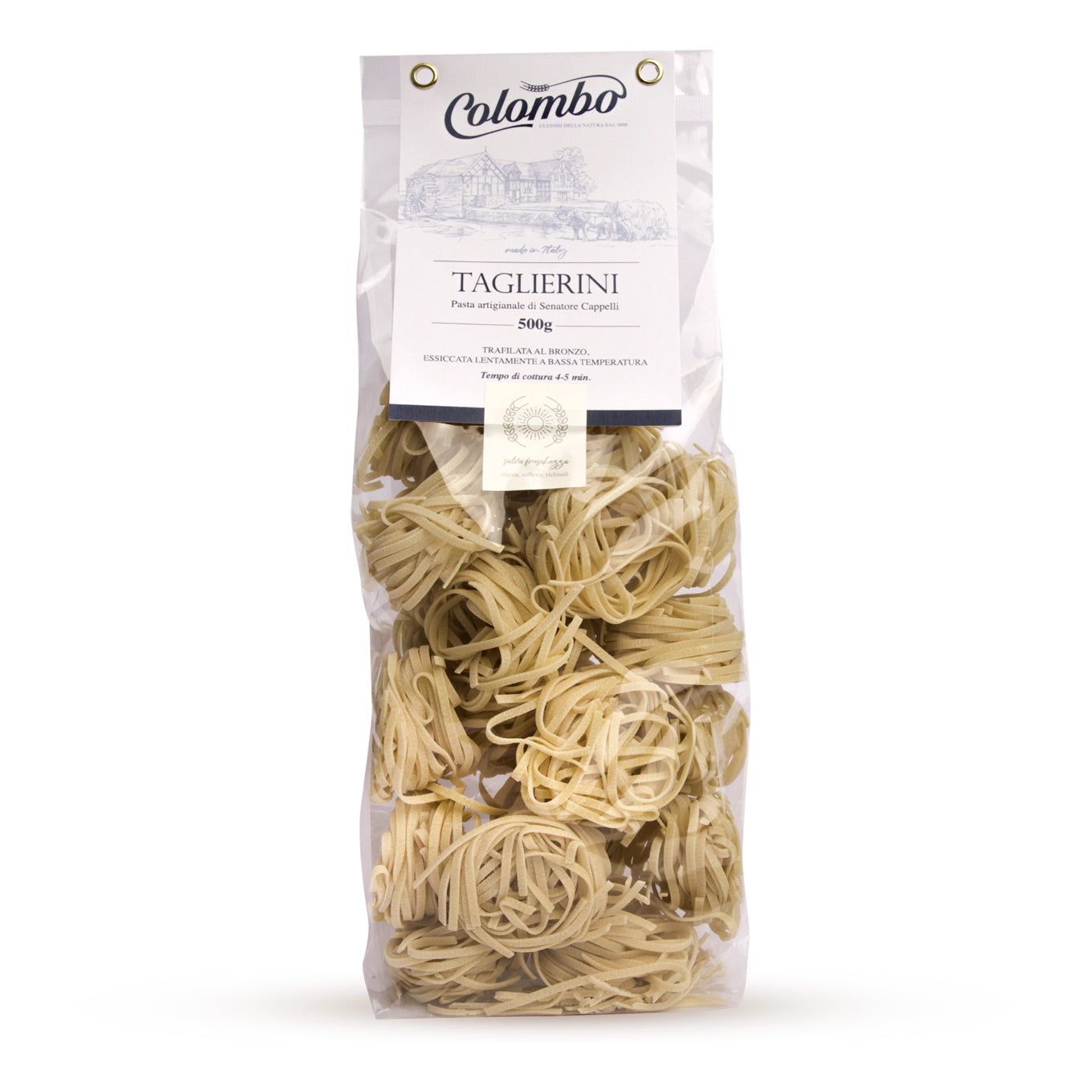 Colombo Taglierini aus Senatore Cappelli Hartweizengrieß – feine italienische Pasta-Nester, traditionell hergestellt, 500 g Packung