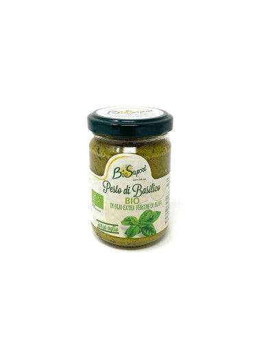 Bio Pesto di Basilico von BioSapori – italienisches Basilikumpesto mit nativem Olivenöl extra im Glas