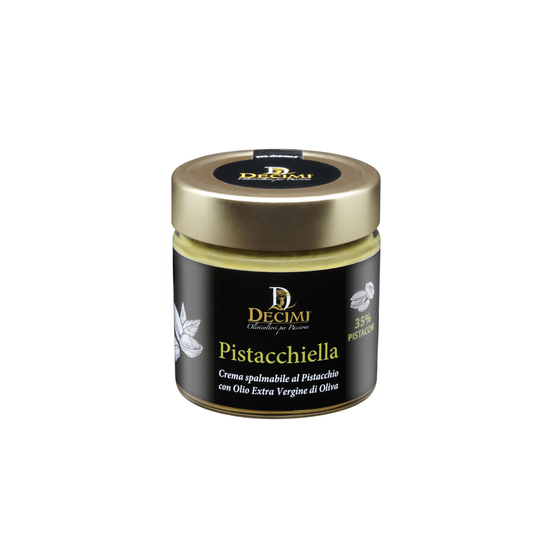 Decimi Pistacchiella – cremige italienische Pistaziencreme mit 35 % Pistazien und nativem Olivenöl extra im edlen Glas