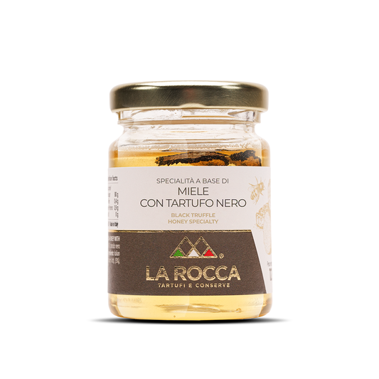 La Rocca Honig mit schwarzem Trüffel im Glas – Miele con Tartufo Nero, edle Spezialität aus Italien